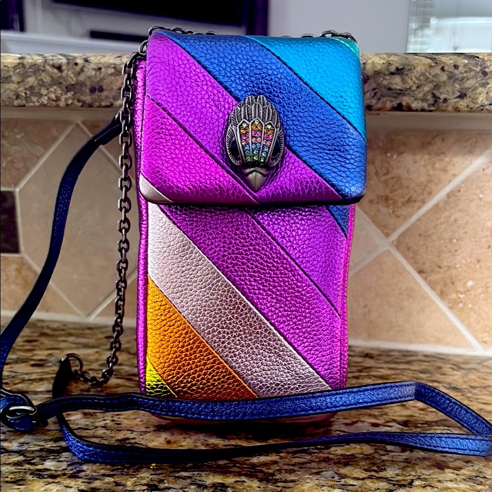 New Kurt Geiger Kensington Metallic Phone Crossbody